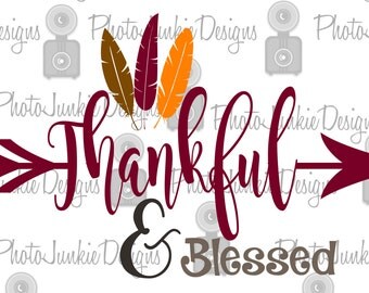 Cuttng Thankful and Blessed SVG PNG DXF digtal Files