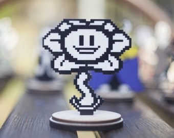 Undertale Flowey the Flower two-sided collectible figurine game souvenir on a stand