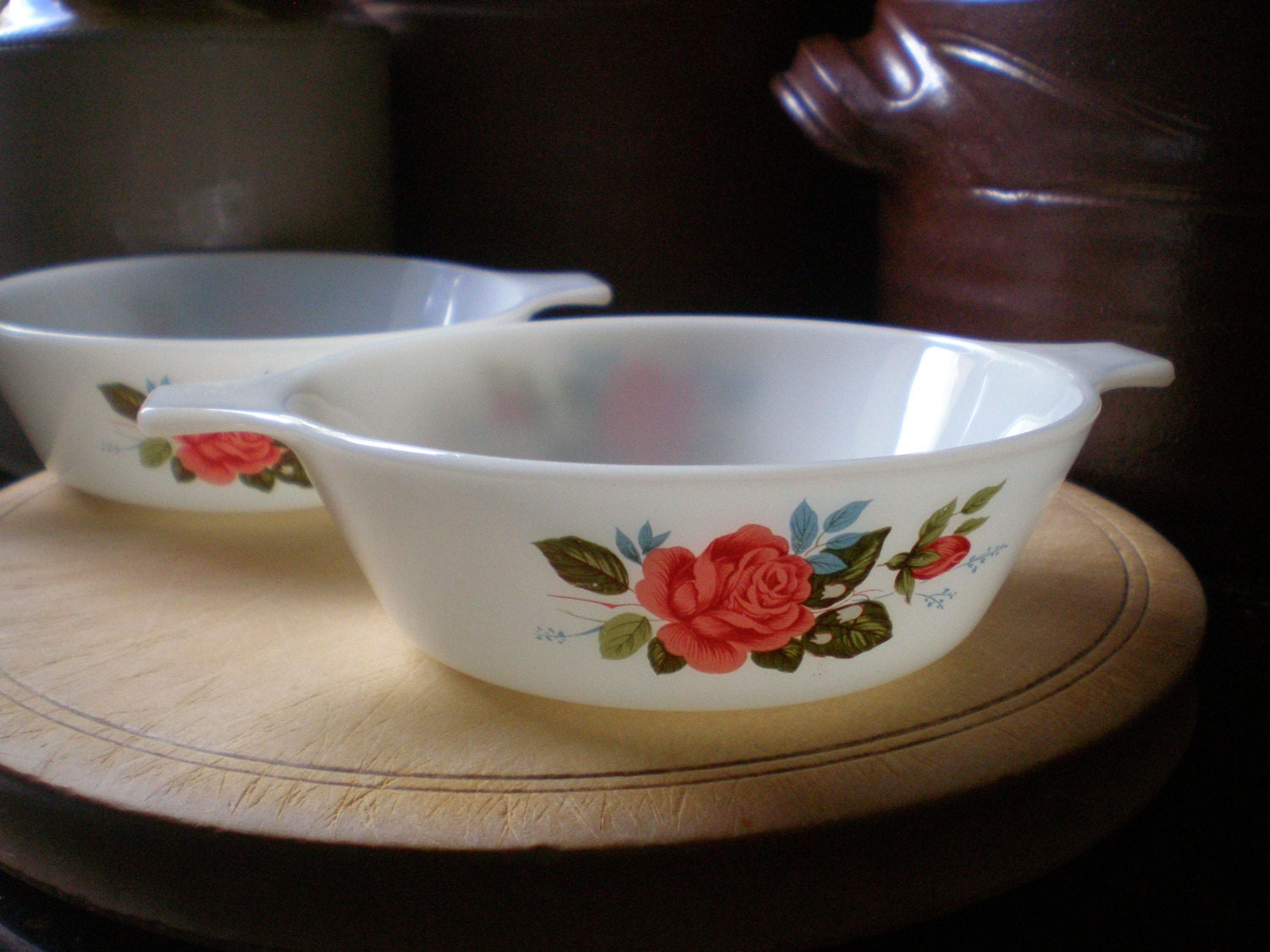 Pair of JAJ Pyrex Cottage Rose Soup Bowls 663