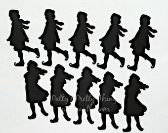 Ice Skaters Die Cuts, Ice Skaters Silhouettes, Christmas Die Cuts, Kids Ice Skaters