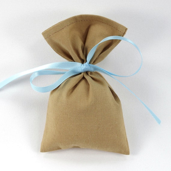 Tan fabric sachet EMPTY sachet bag brown favor bag rustic