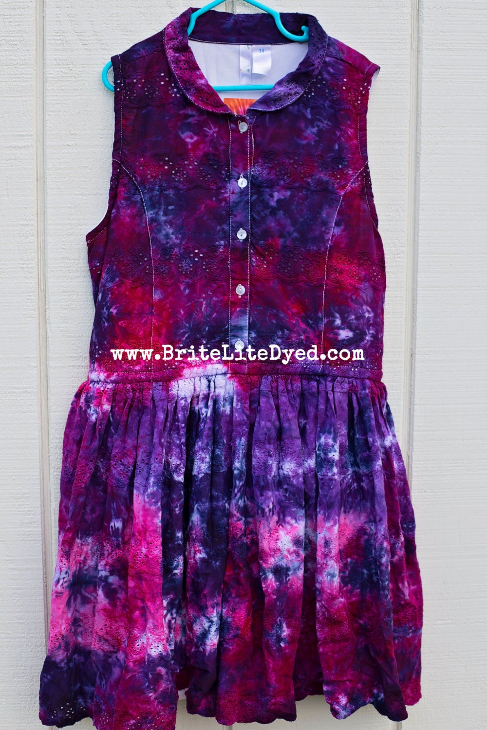 Tie Dye Girls Eyelet Dress Youth XL Children's by BriteLiteDyed