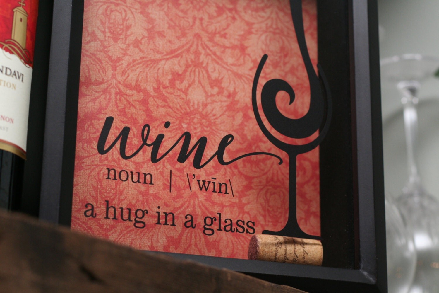 Wine Cork Shadow Box Gift Idea for Her by CottonseedMktplace