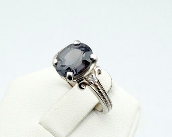 Lovely Iolite and Diamond 14K White Gold Ring #IOLITE-GR4