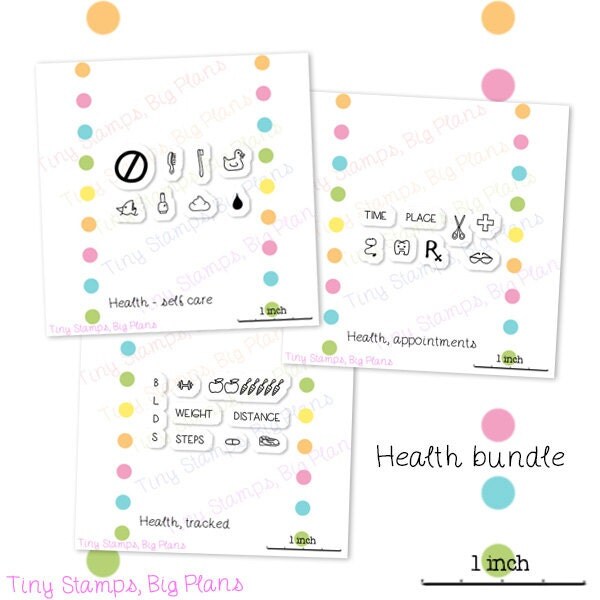 Planner stamps health stamp bundle by TinyStampsBigPlans on Etsy