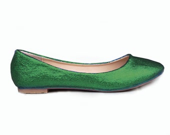 green sparkly flats