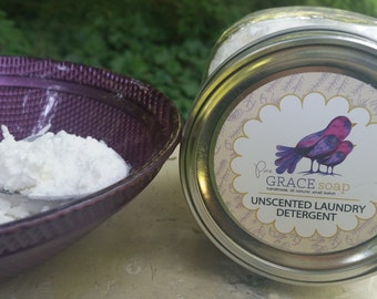 Homemade Unscented Laundry Detergent 15+ Loads Glass Jar - Homemade Laundry Soap, Homemade Natural Green Household Cleaners, Unscented
