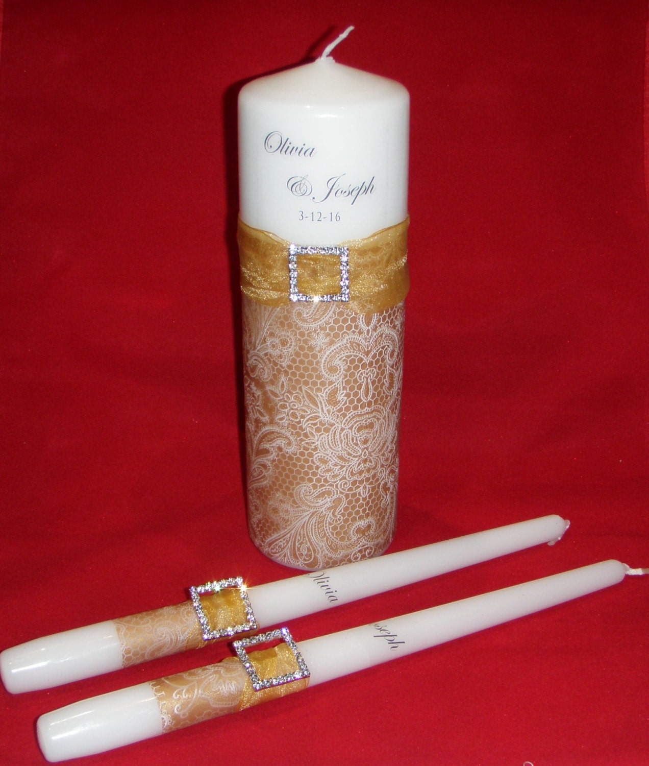 Personalised Unity Wedding Candle Set Gold by TheCandleandCardCo