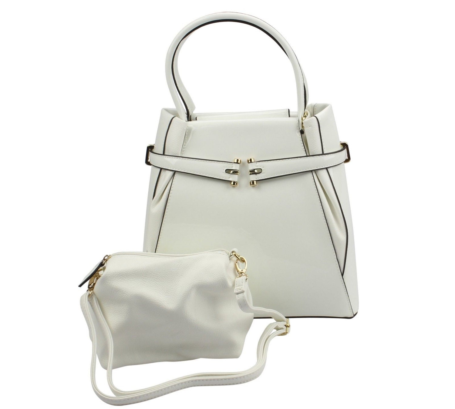 White Leather Purse Combo Pair of White Designer Handbags