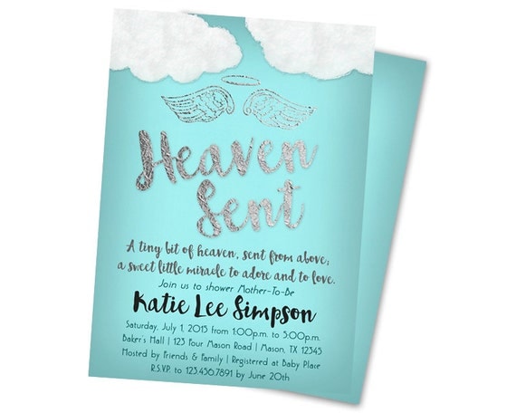 Heaven Sent Baby Shower Invitations 2