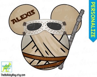 Rey Star Wars Mickey Head Printable Disney Iron On Transfer or Use as Clip Art - The Force Awakens, DIY Disney Shirt, Mickey Ears, StarWars