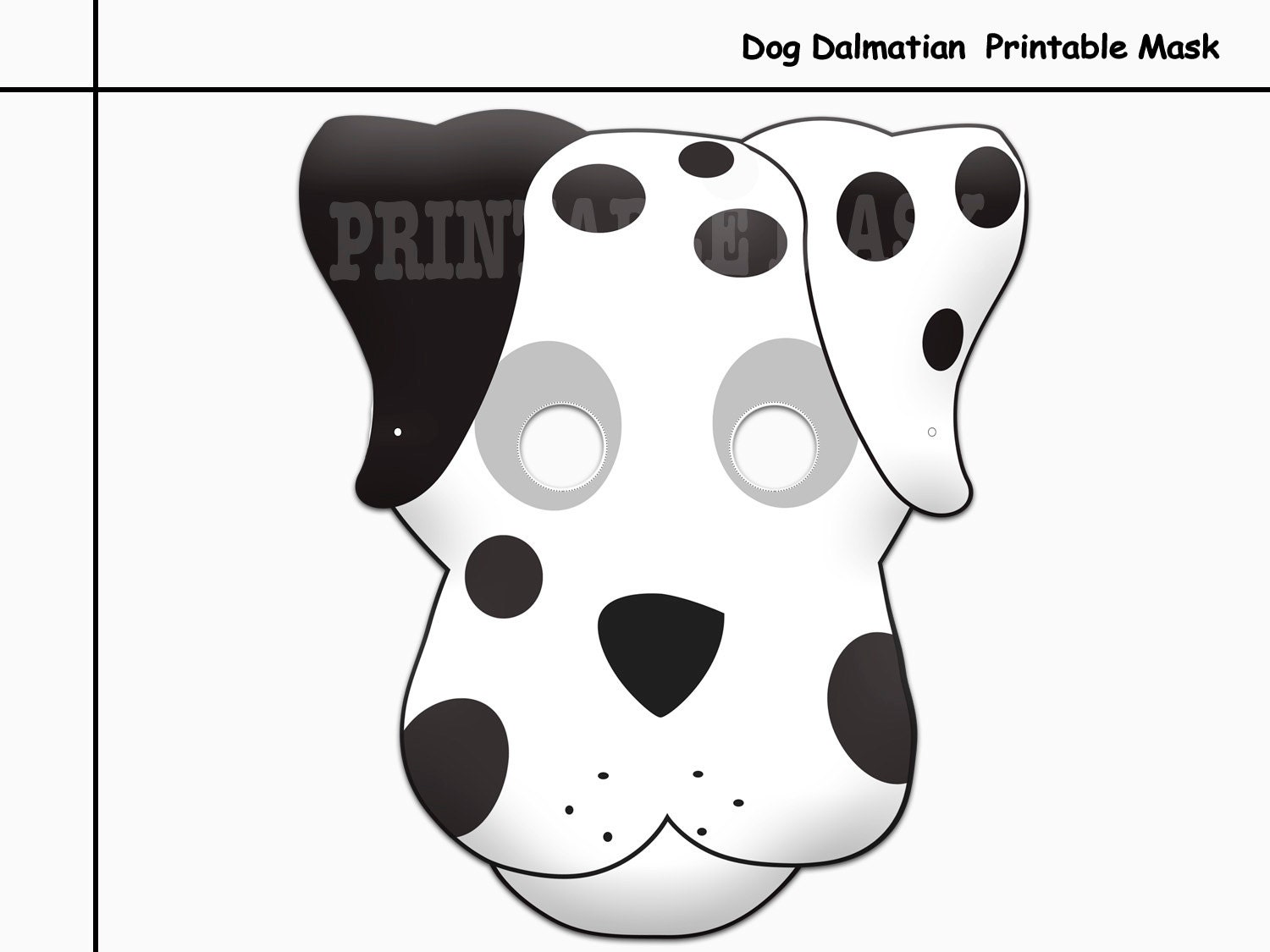 Unique Dog Dalmatian Printable Mask party photo props