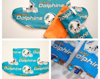 Miami Dolphins Baby carrier, Ergo 360 Bib, Zipper Pouch bag, Drool Pads: Baby Carrier Shoulder Strap Cover, sucking pads, diaper bag
