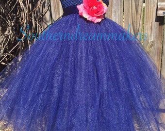 Flower Girl Tutu Dress-Navy Flower Girl Dress-Navy Tutu Dress-Navy Pageant Dress-Pageant Dress-Flower petal Dress