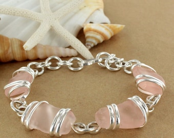 Pink Sea Glass Bracelet