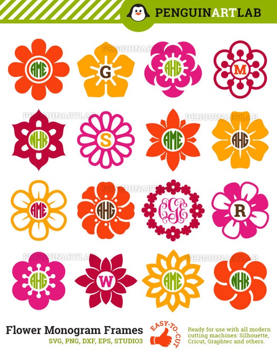 Download Flower Circle Monogram Frames Spring SVG Cut Files for