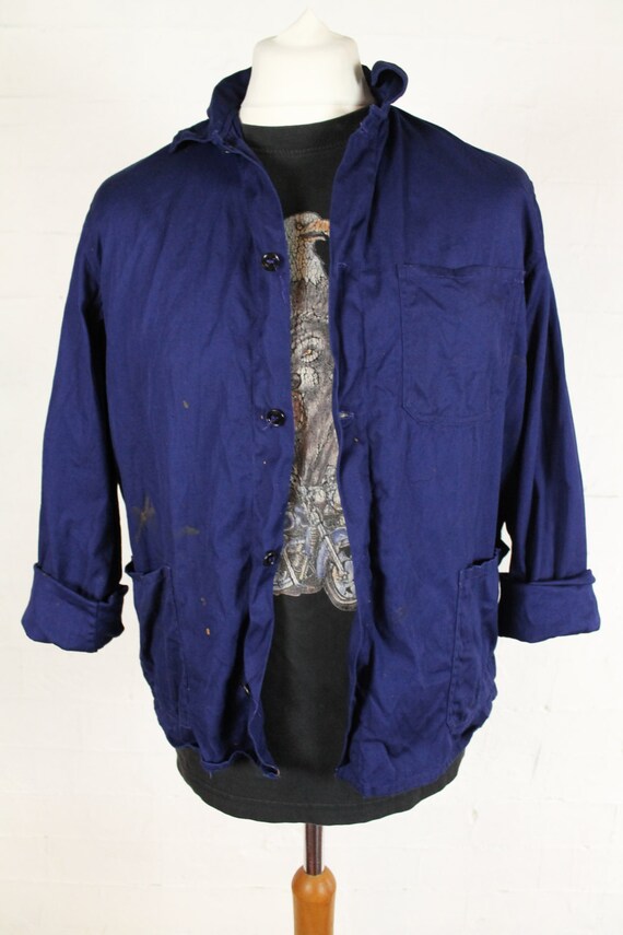 Vintage Blue French Work Jacket Cotton Blue De by CatCalledEsteban