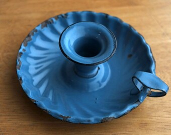 Candlestick enamelled handbag blue