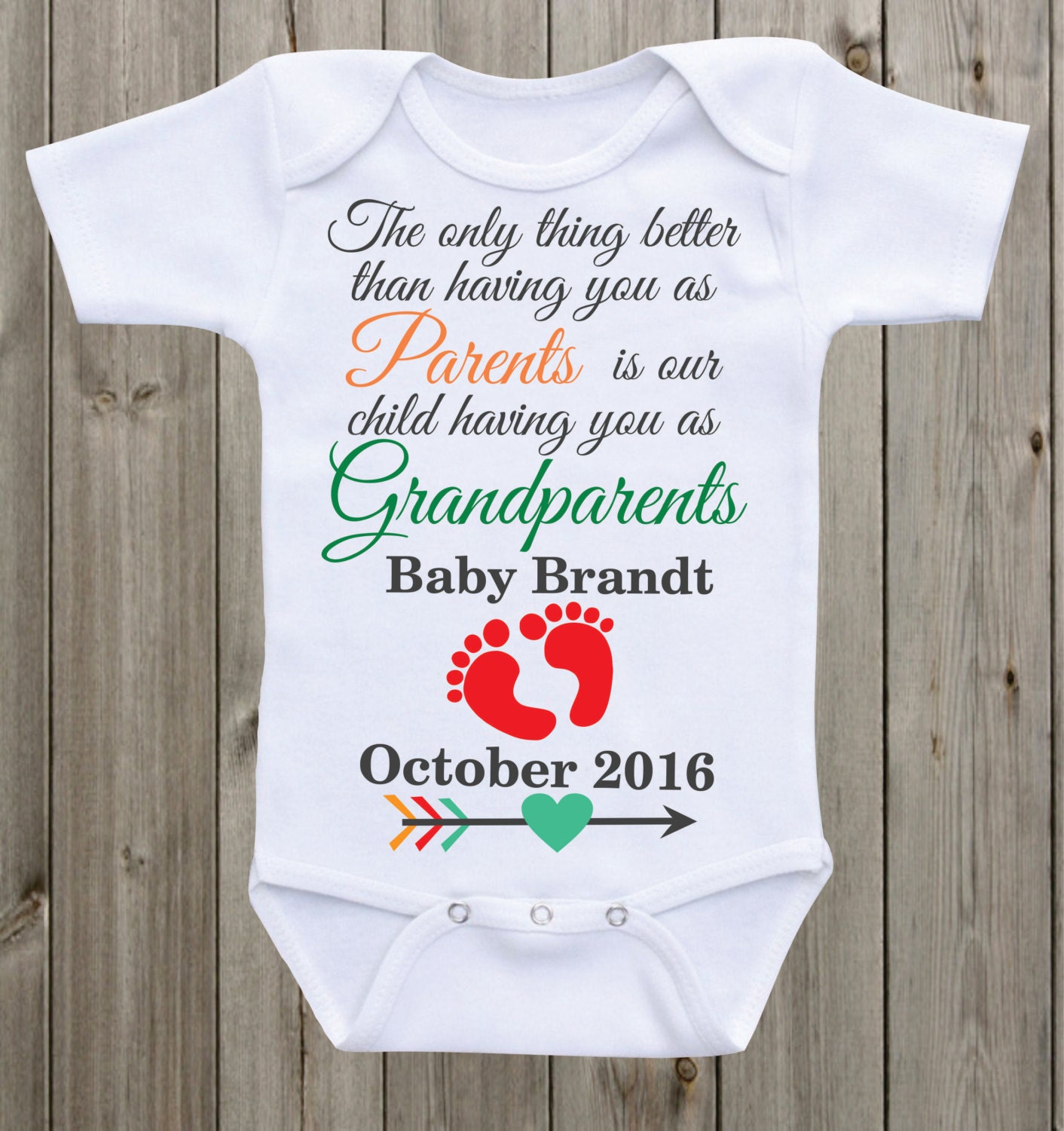 Pregnancy Announcement Onesie Pregnancy Reveal by mkclassyprints