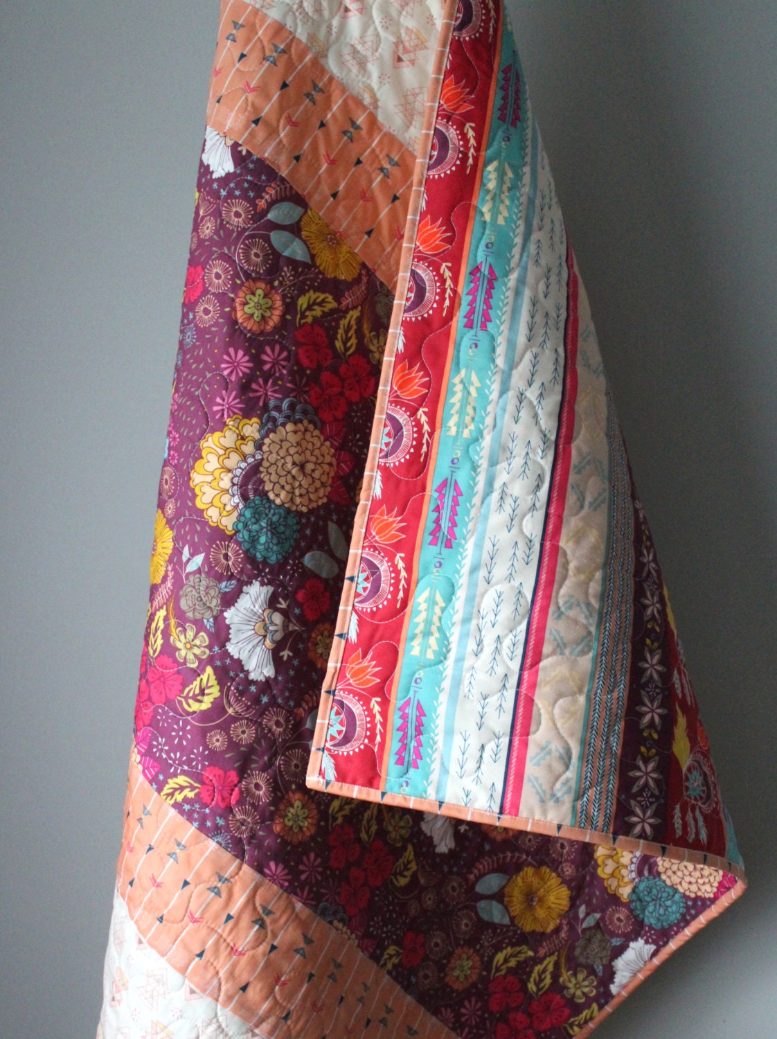 Tribal Baby Quilt Girl Tribal Quilt Fleet and Flourish