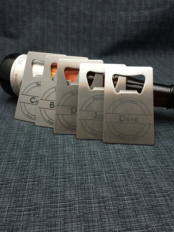 Set of 5 Laser Engraved Credit Card Size Stainless Steel