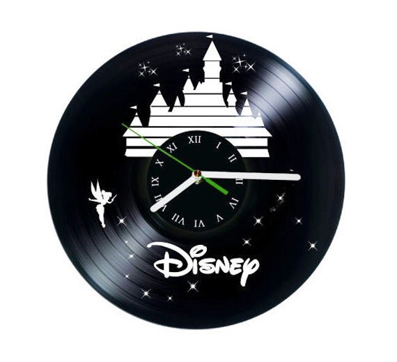 Walt Disney Castle vinyl wall clock Tinkerbell by puffpuffdesign