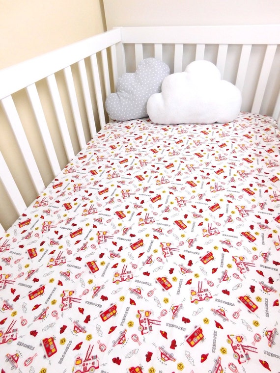 fireman crib sheets rescuers crib bedding by BabyQuiltsbyRomiW