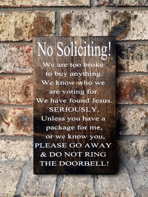 No Soliciting sign Door Sign No Soliciting by TheWoodGrainHome