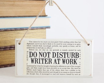 Do Not Disturb Writer At Work ~ Original Wooden Door Sign ~ Gifts for Writers ~ Literary Gift ~ NaNoWriMo ~ Novelist Gift ~ Author Gift