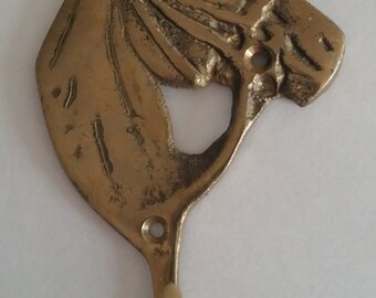 Brass Horse Head Hook Equine Equestrian