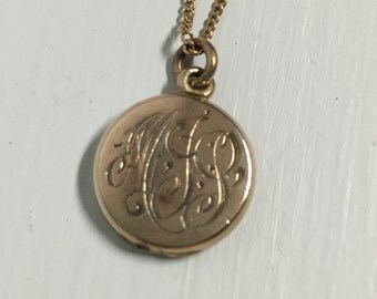 Sale!! Antique Monogrammed Round Pendant Locket- Gold Filled Initialed “MJP” - Wightman and Hough