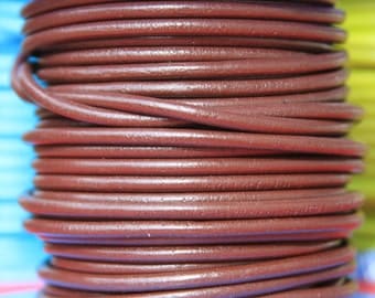 SALE!!! MADE in SPAIN 1 yard 4mm round leather cord, 4mm marron leather cord, 4mm brown leather cord (4MAR)