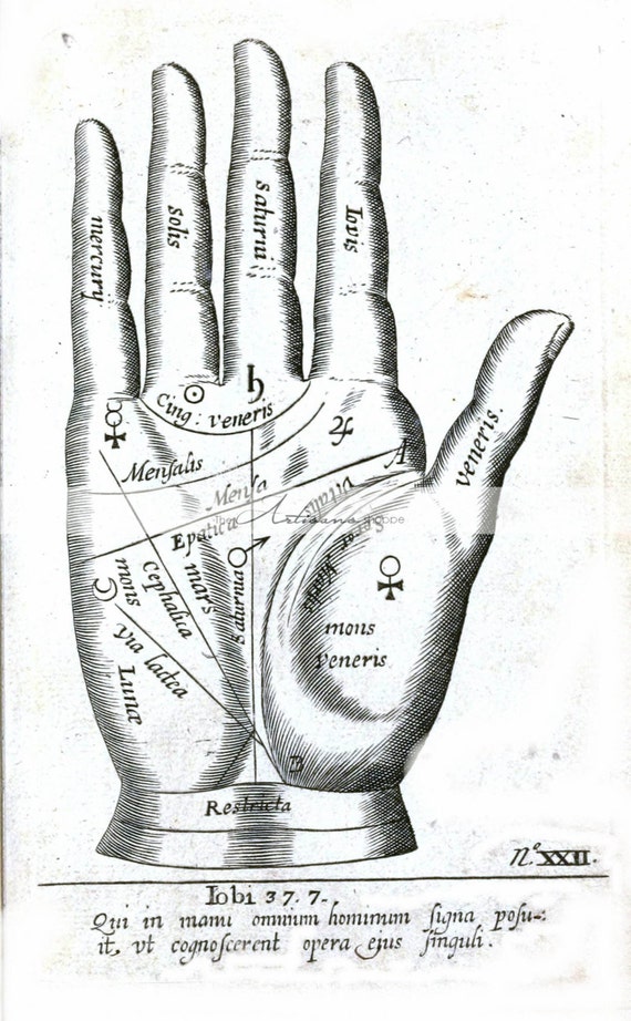 Instant Printable Download Palmistry Fortune Teller Hand