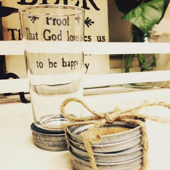 Galvanized Mason Jar Lid Cork Coasters