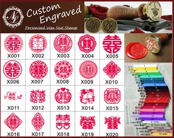 CHINESE Wedding Invitation Double Happiness Wax Seal Stamp + 1 Wax Stick