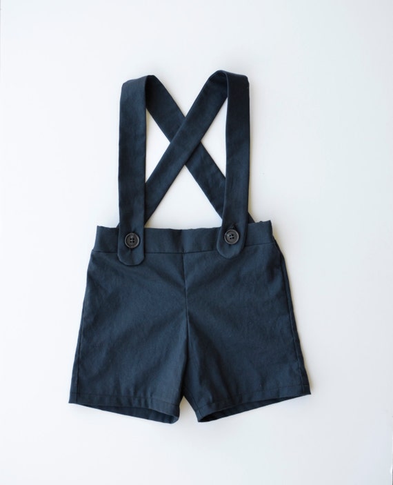 Navy baby suspender shorts ring bearer outfit shorts