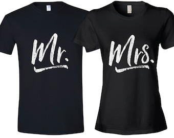 Mr. and Mrs. Bride and Groom Couple T-Shirts Mr. and Mrs. Shirt Couples Tees Shirt Mr and Mrs