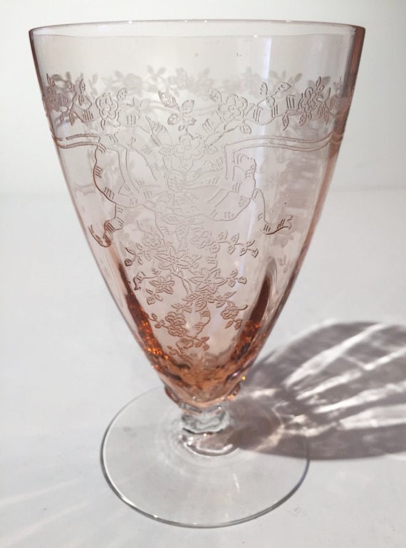 Fostoria Pink Etched June Goblet Fostoria Rose Pink June