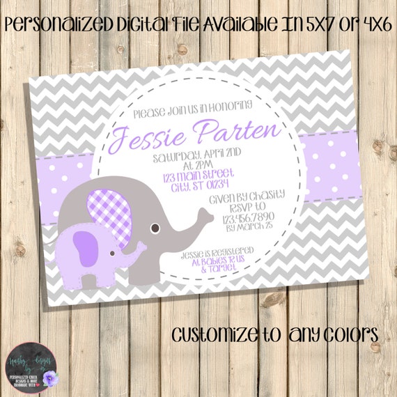 Purple And Grey Baby Shower Invitations 9