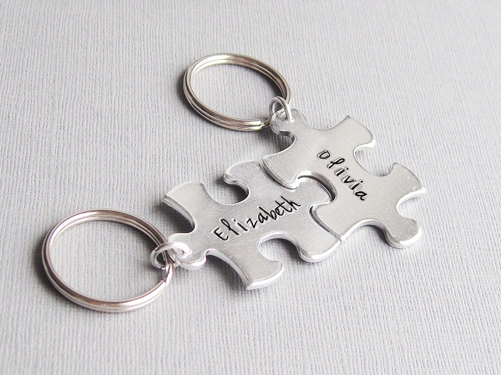 Personalized jigsaw puzzle piece keychain name keychain best