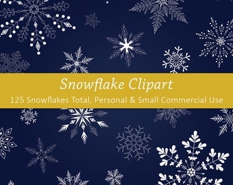 Snowflake Clipart | Digital Scrapbooking | INSTANT DOWNLOAD | PNG files | 300 dpi | 125 snowflake pack