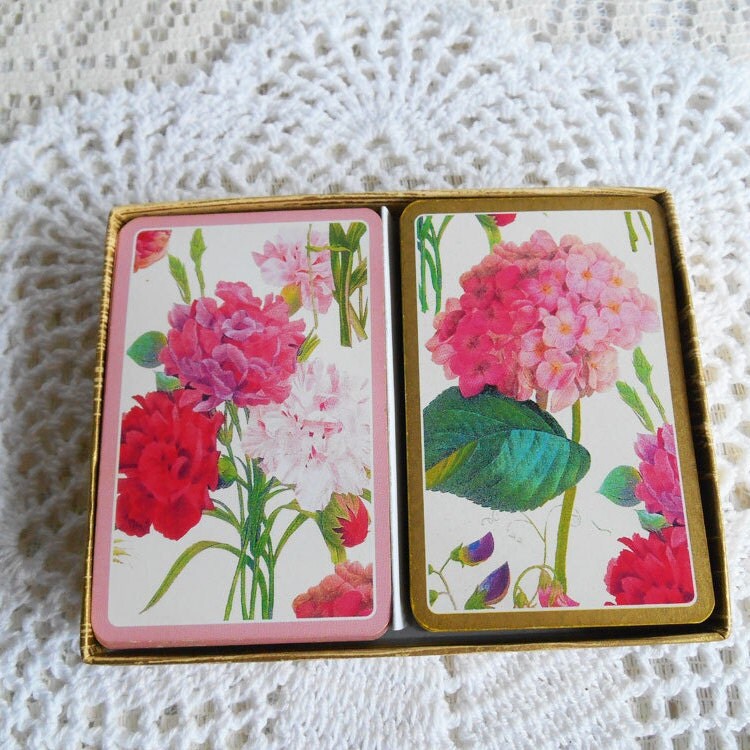 Pink Flower cards Caspari Cards Vintage playing Cards