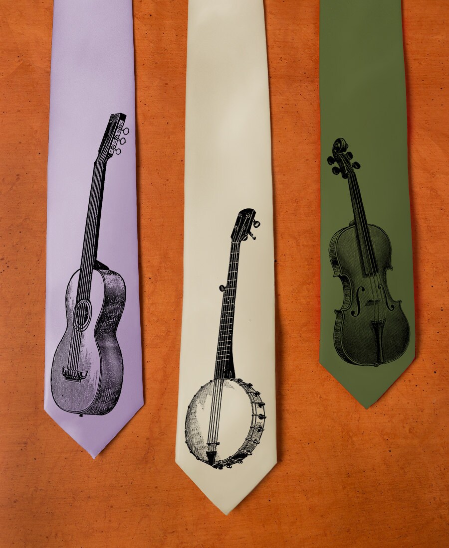SILK Guitar Tie Acoustic Guitar Player Gift Silk Tie