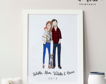 Custom Family Portrait | Couple Portrait | Poster | Digital Illustration | Drawing | Wall Art