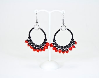 Ethnic earrings red and black seeds