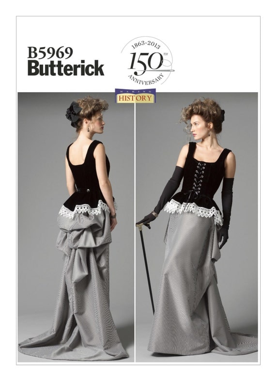 Sewing Pattern for Peplum Corset and Skirt with Bustle Costume,Butterick Pattern 5969,Halloween,Cosplay, Steampunk,Victorian, Bustle & Train by BarbarasBoutiqueShop steampunk buy now online