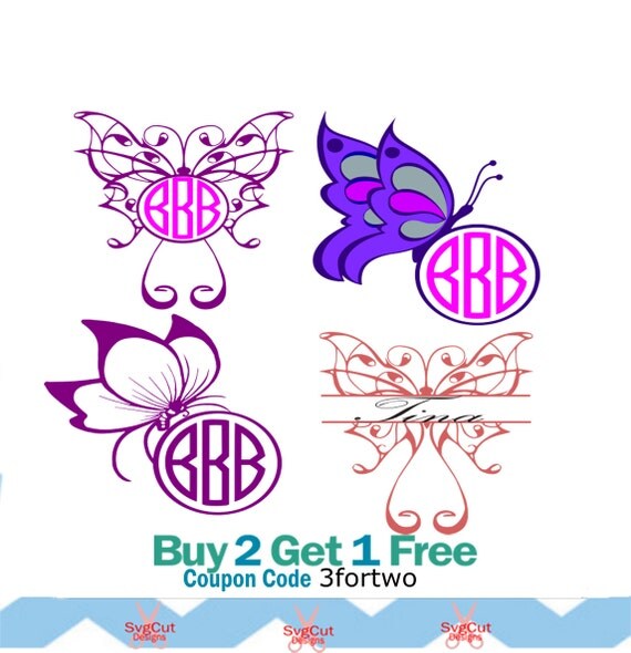 Download Butterflies Monogram Frame SVG Studio 3 DXF EPS by ...