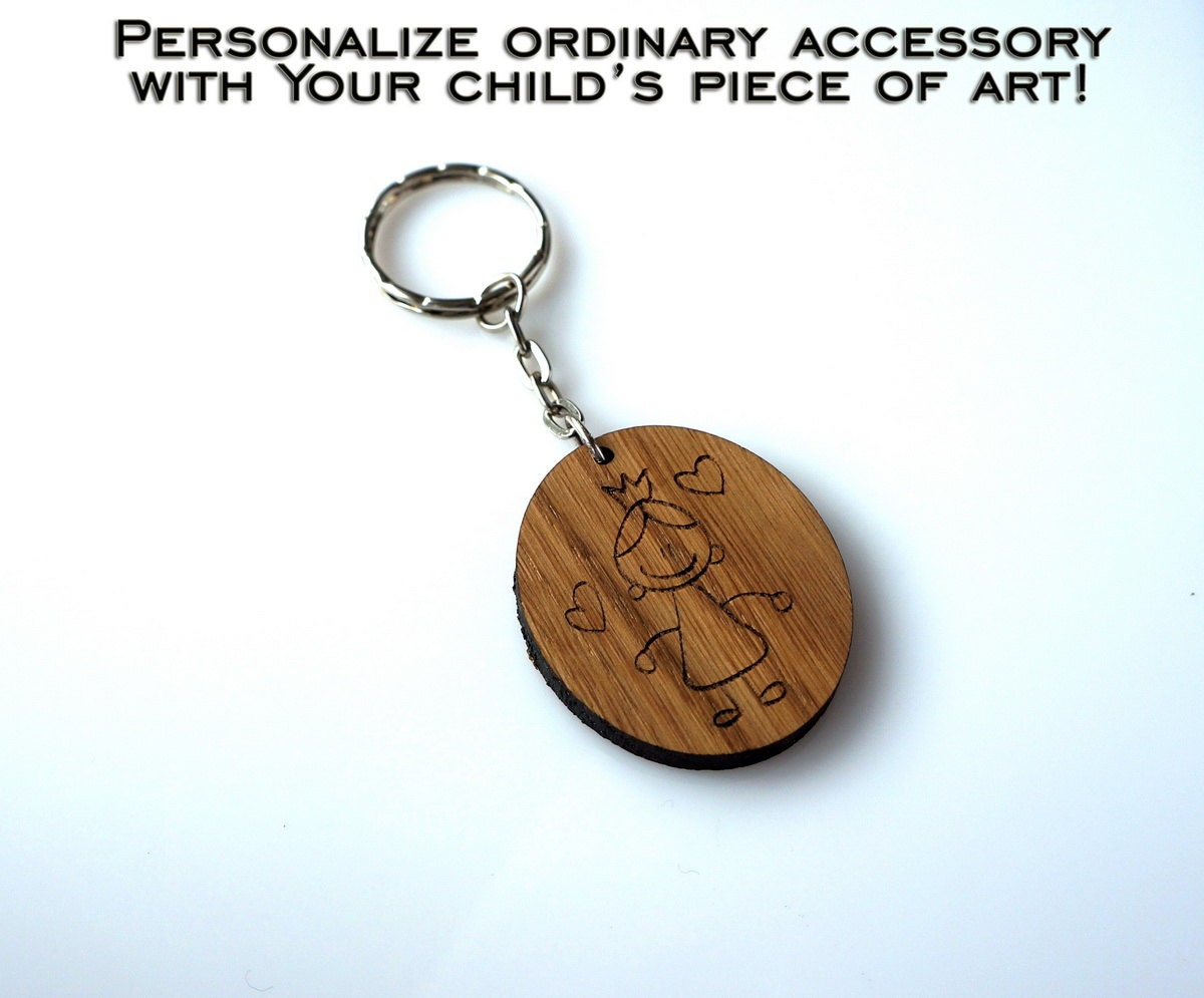 Your Child's Drawing Personalized Sketch Keychain