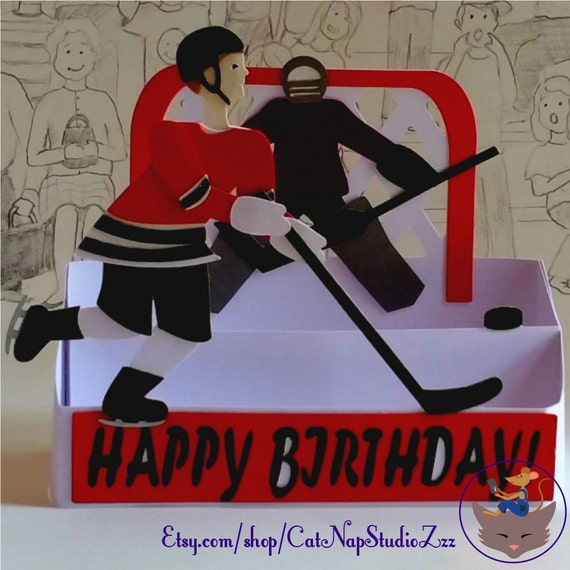 Download Hockey Birthday PopUp 3D Card SVG DXF EPS Ai Studio