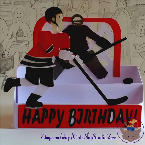 Hockey Birthday PopUp 3D Card SVG DXF EPS Ai Studio